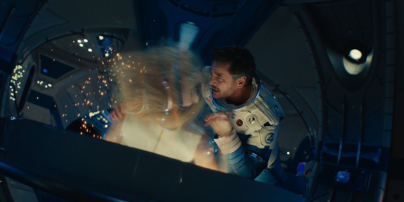 Pedro Pascal crying over Vanessa Kirby turning invisible in Fantastic Four: First Steps.