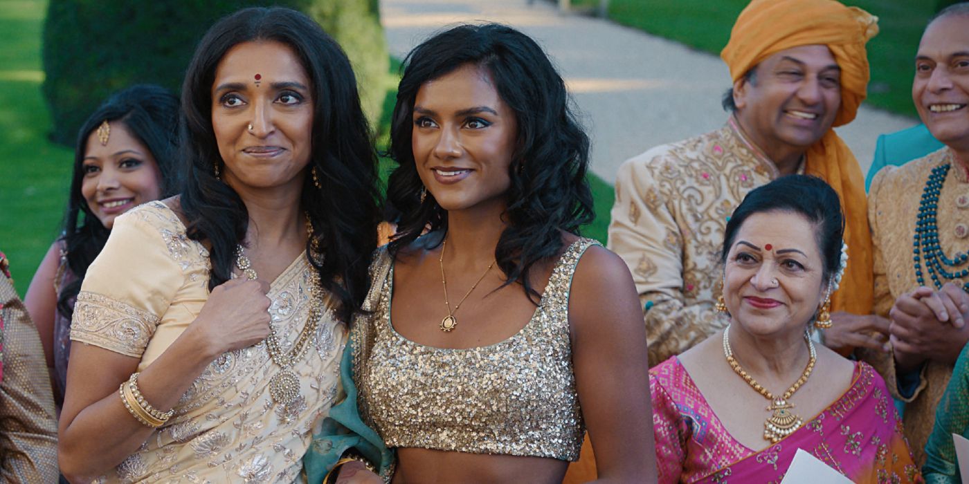 Simone Ashley as Pia surrounded by her family in Picture This