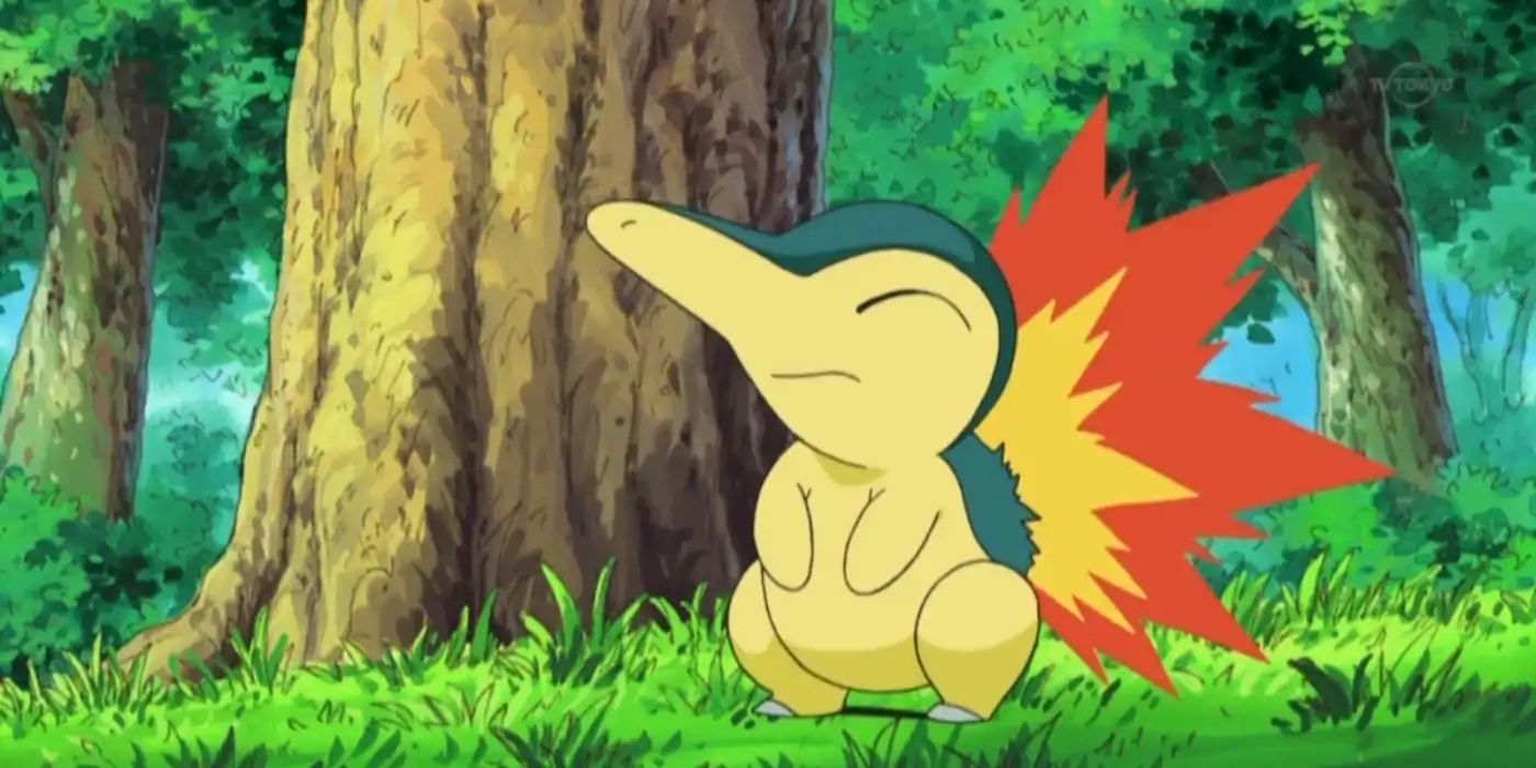 Ash&rsquo;s Cyndaquil with fire coming off his back