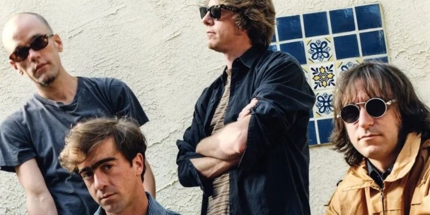 Michael Stipe, Mike Mills, Peter Buck and Bill Berry from REM in 1994