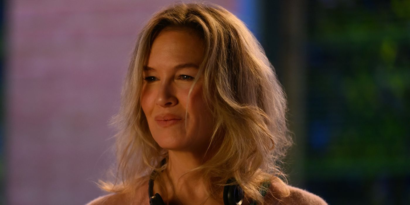 Renee Zellweger with headphones around her neck in Bridget Jones: Mad About the Boy.