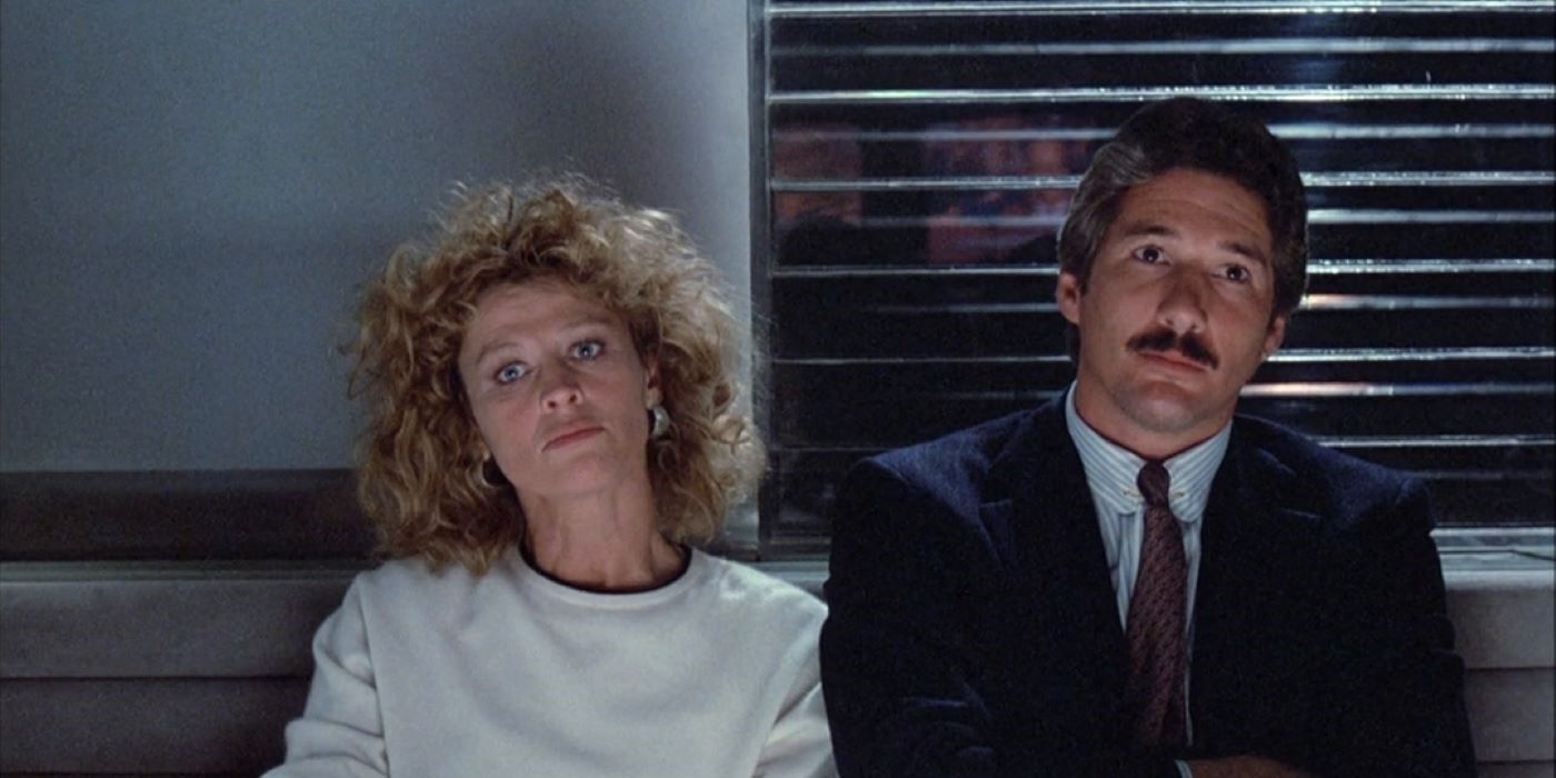 Richard Gere as Pete St. John and Julie Christie as Ellen Freeman seated side by side in Power