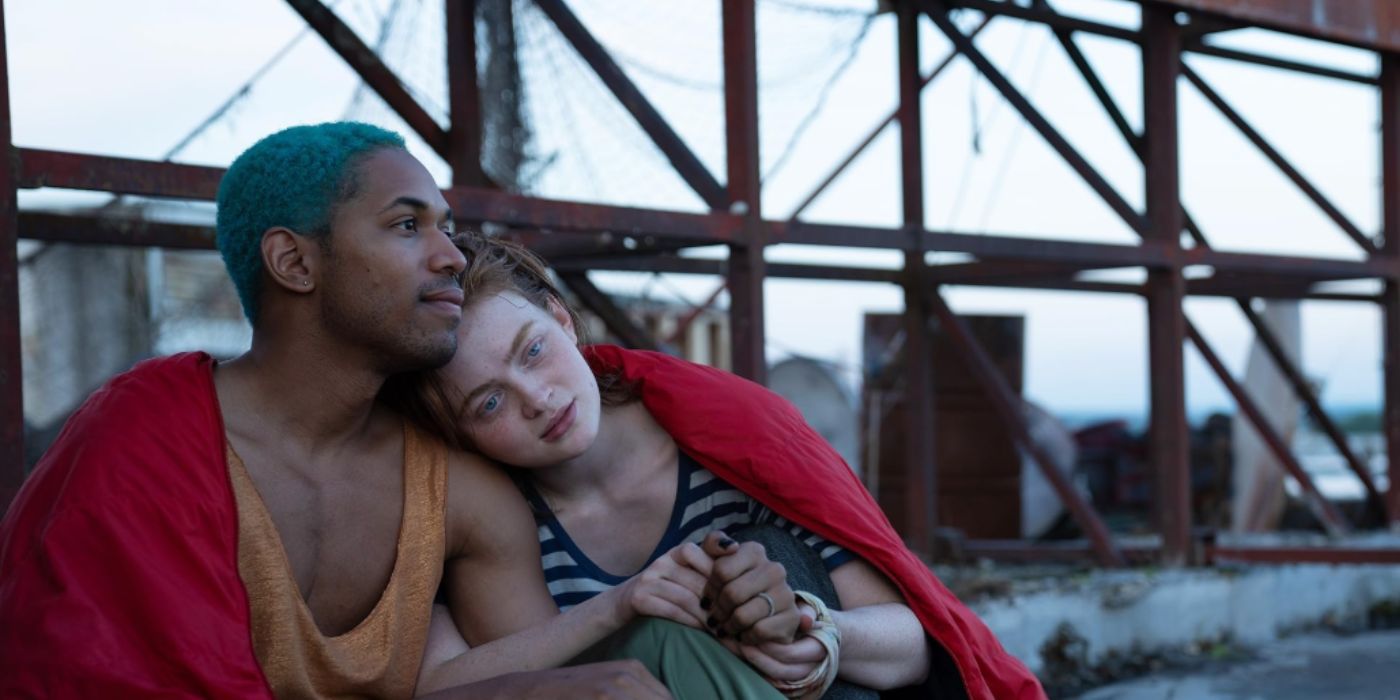 Sadie Sink sitting next to Kelvin Harrison Jr. in &lsquo;O&rsquo;Dessa&rsquo;.