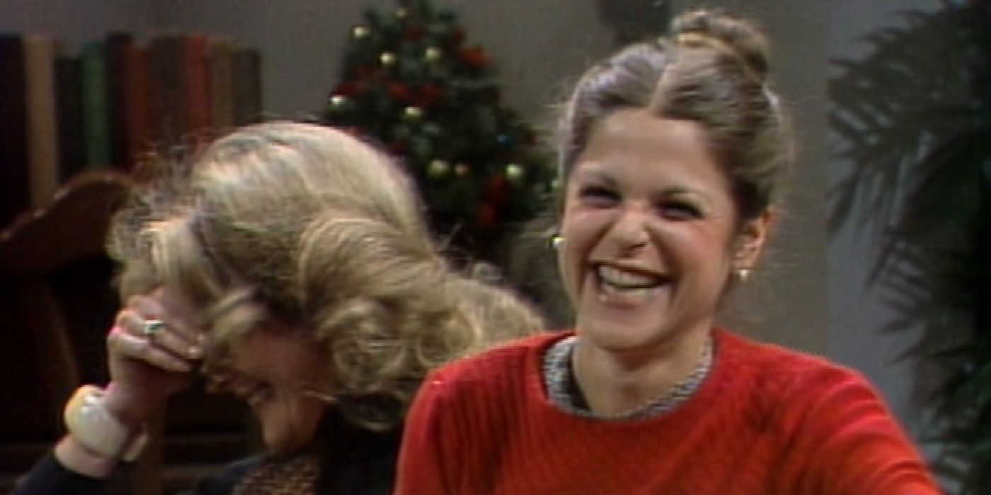 Candice Bergen laughs while Gilda Radner smiles at the camera in a sketch from &lsquo;Saturday Night Live&rsquo;.
