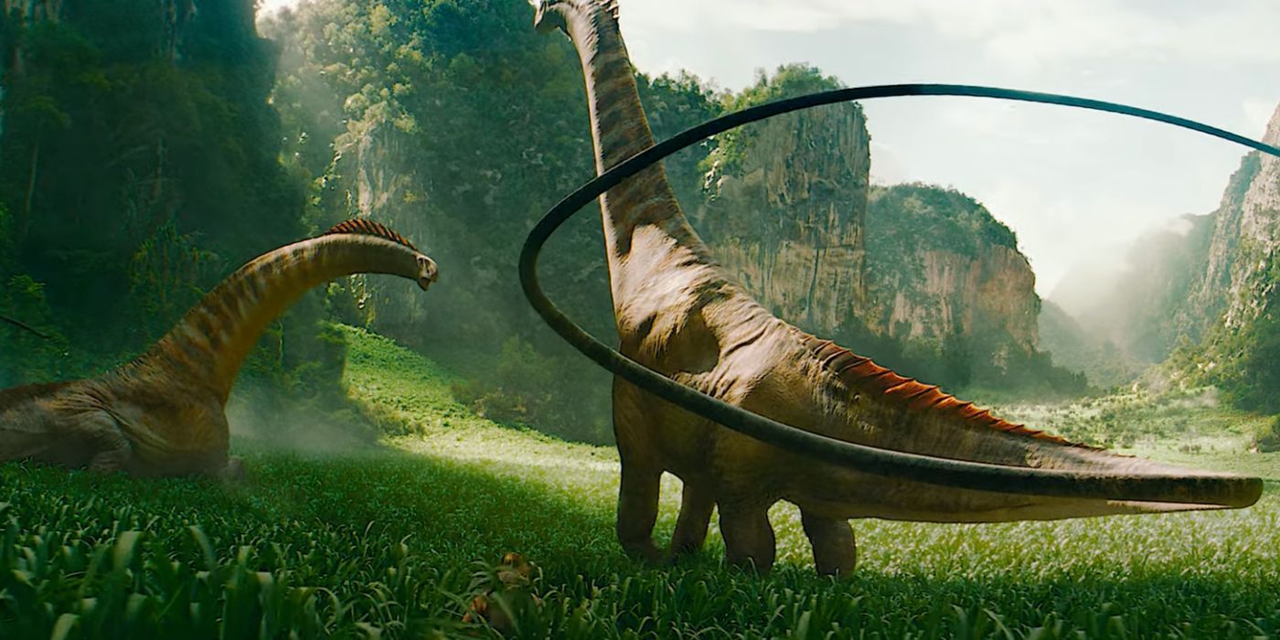 A pair of titanosaurs are seen in Jurassic World Rebirth (2025).