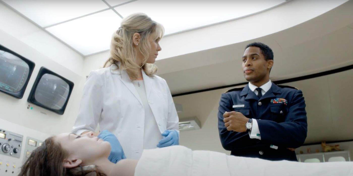 Executive Officer Aaron Gault (Brandon P. Bell) investigates the first murder on a spaceship in the Syfy Channel miniseries Ascension.