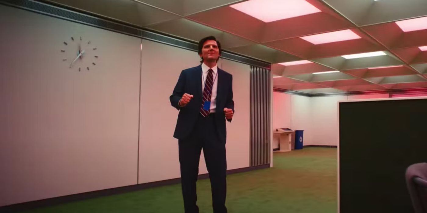Mark S. (Adam Scott) dancing in &lsquo;Severance&rsquo;