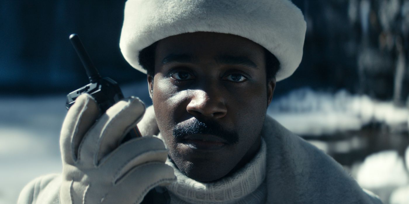 Tramell Tillman using a walkie-talkie in Severance Season 2 Episode 4