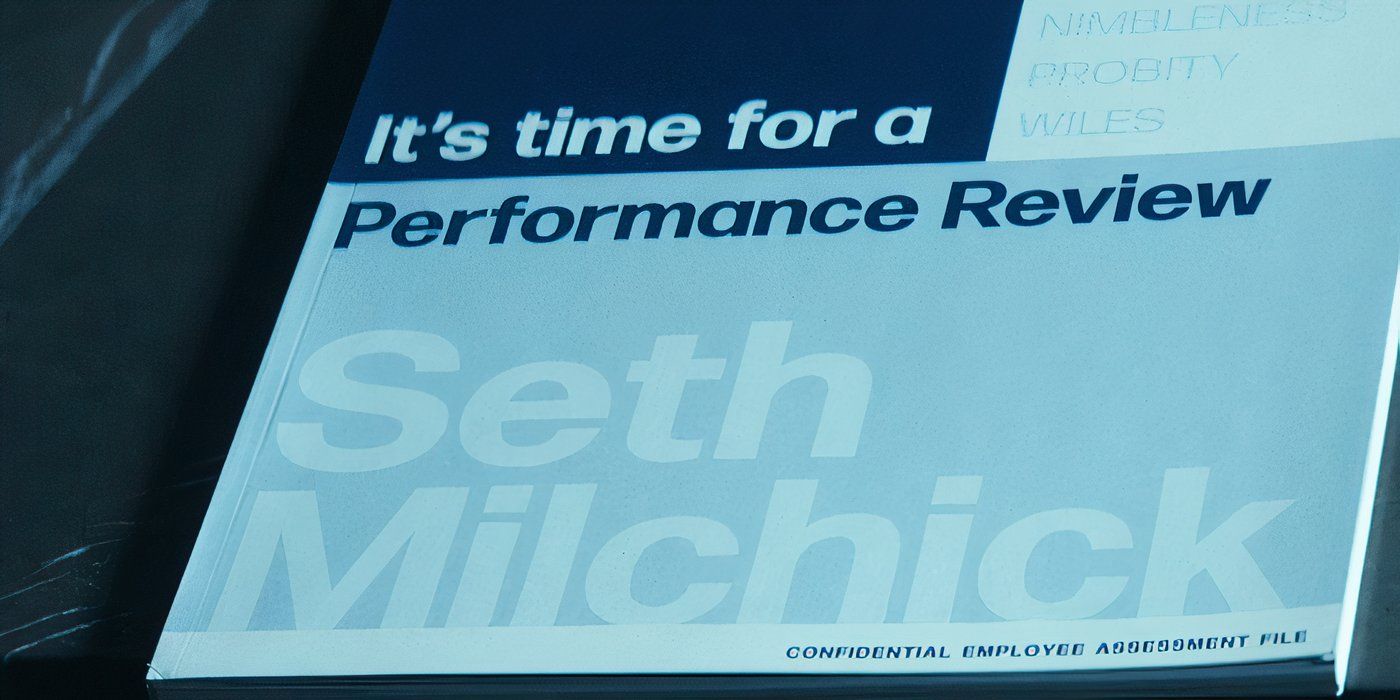 A copy of Seth Milchick&rsquo;s (Tramell Tillman) latest monthly performance review file from Severance on Apple TV+.