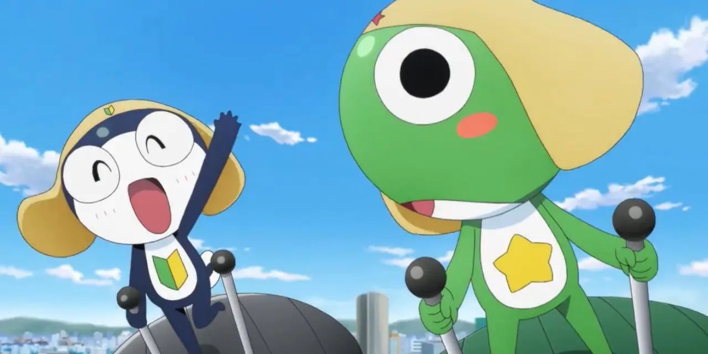 Two frogs piloting mechs in Sgt. Frog anime