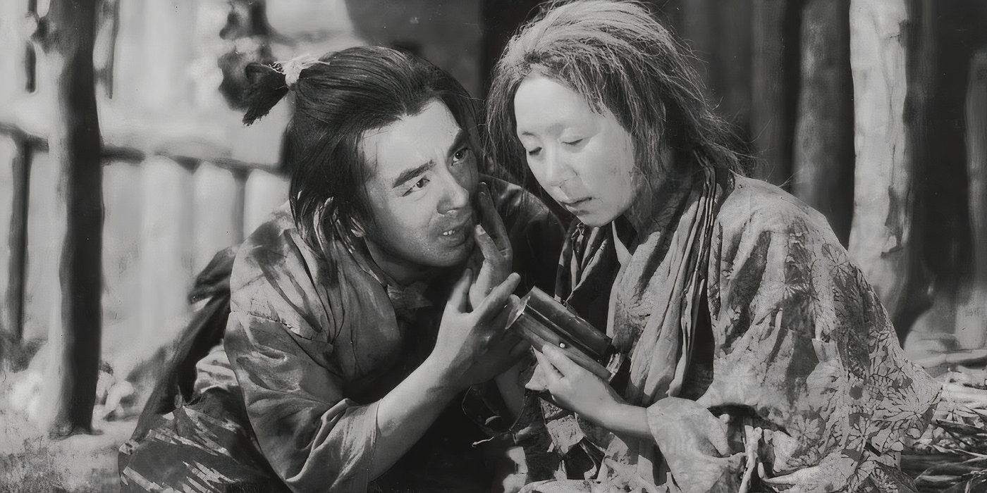 Yoshiaki Hanayagi and Kinuyo Tanaka in Sansho the Bailiff (1954)