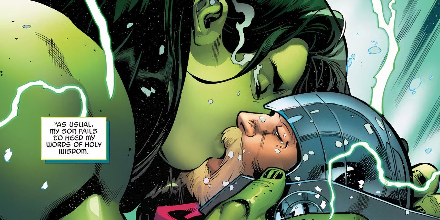 She-Hulk kissing Thor in Marvel Comics