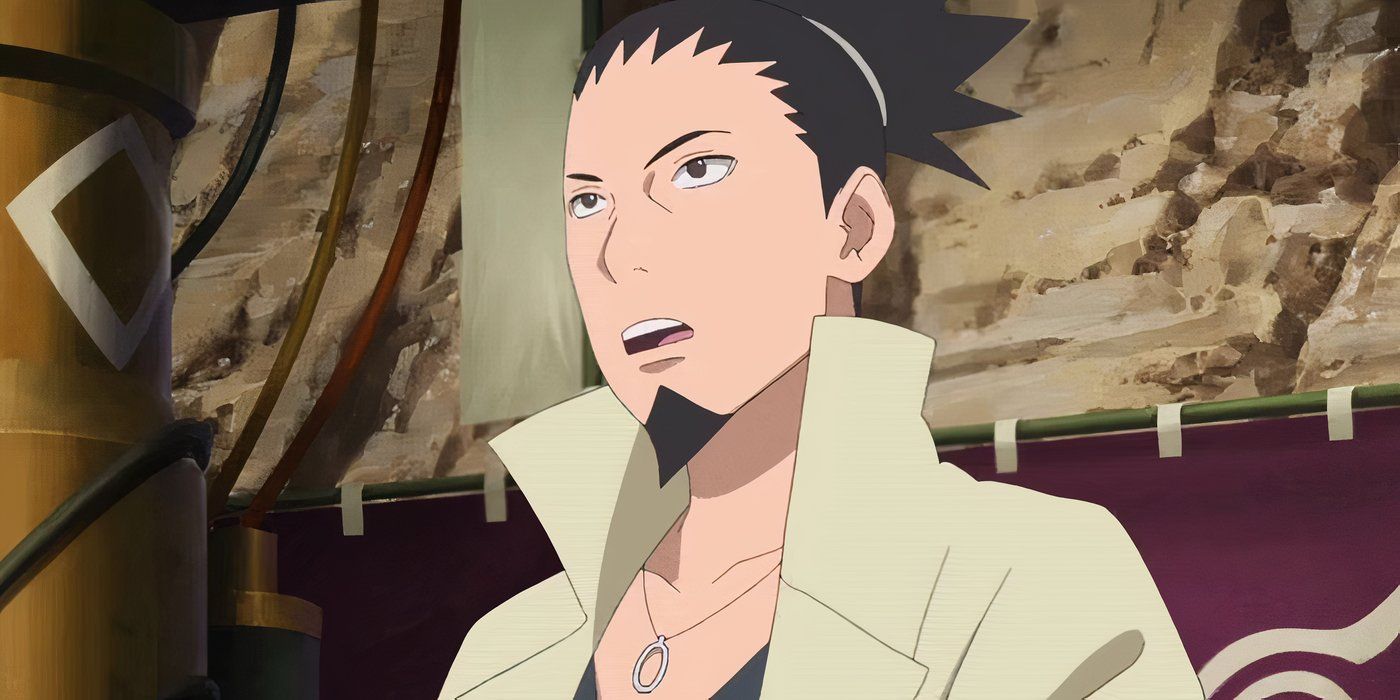 Shikamaru Nara talking to someone off-screen in Boruto.