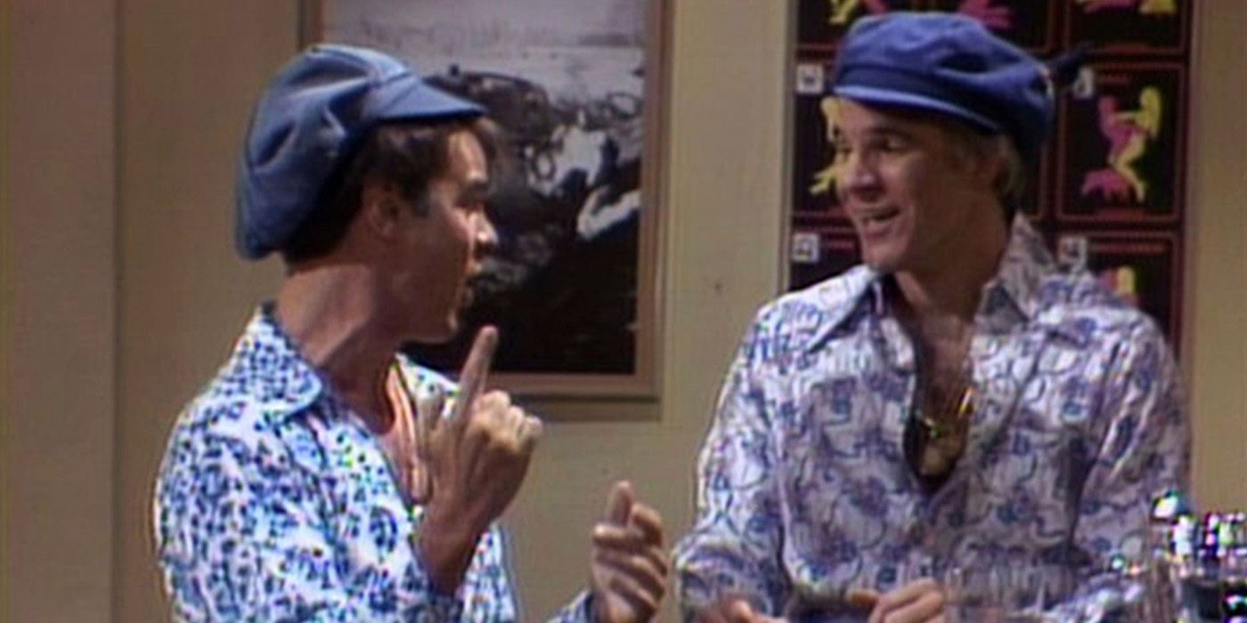 Dan Aykroyd and Steve Martin dressed up as The Festrunk Brothers on SNL.