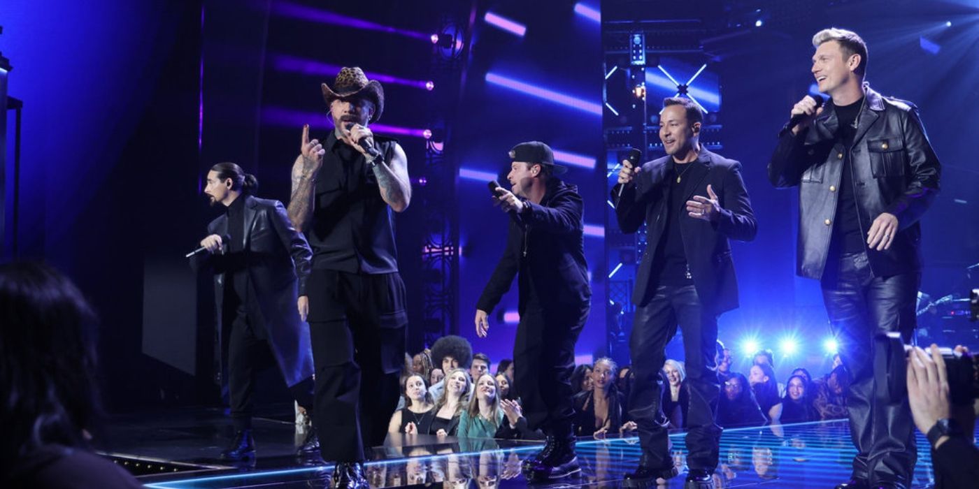The Backstreet Boys perform on &lsquo;SNL50: The Homecoming Concert.'