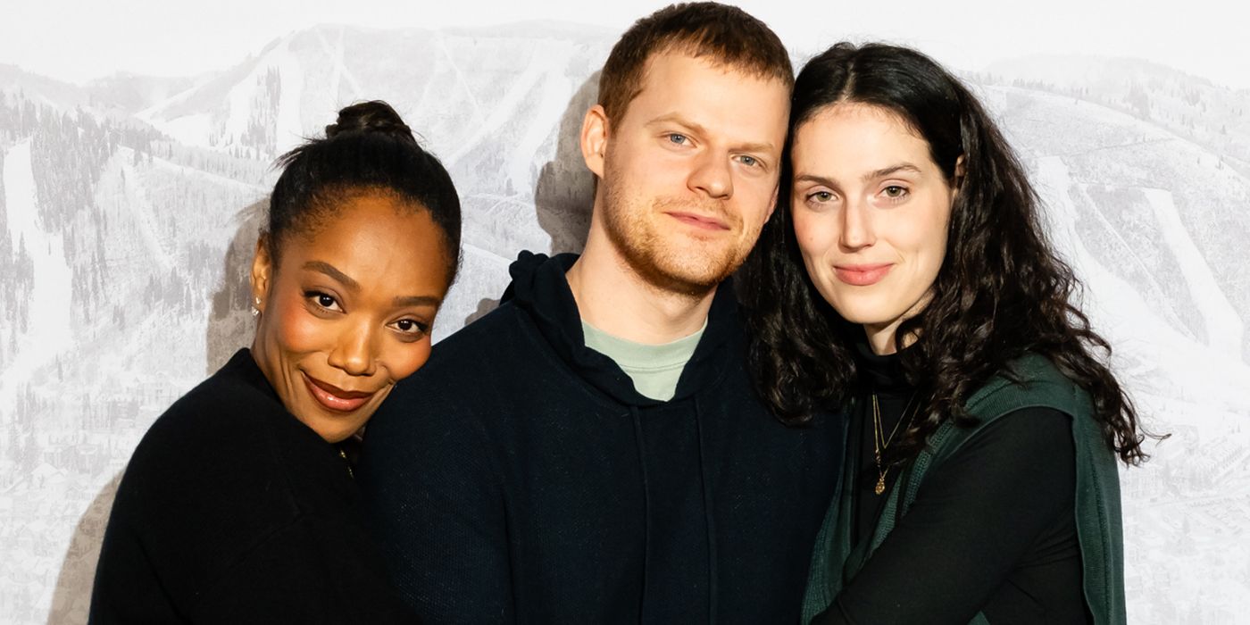 Naomi Ackie, Lucas Hedges and Eva Victor pose together at Sundance 2025 for Sorry, Baby