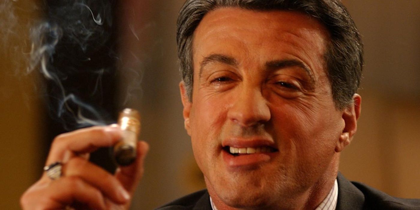 Sylvester Stallone as The Dean smoking a cigar in Shade (2003)