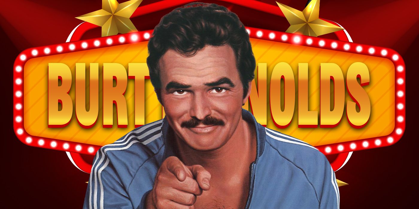 Blended image showing Burt Reynolds with his name in the backround