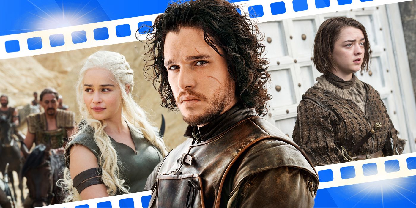 Blended image showing Daenerys, Jon, and Arya in Game of Thrones