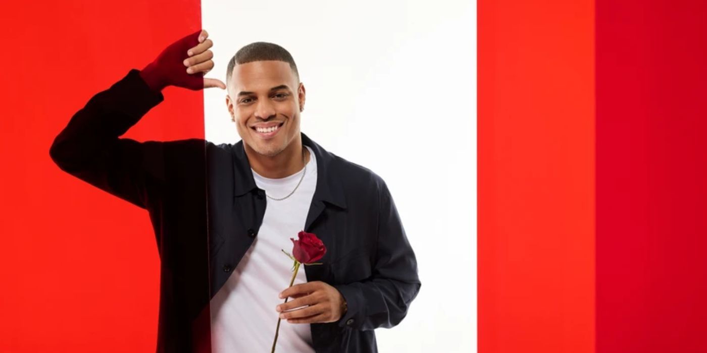 Grant Ellis holding a rose in promo for 'The Bachelor' Season 29.