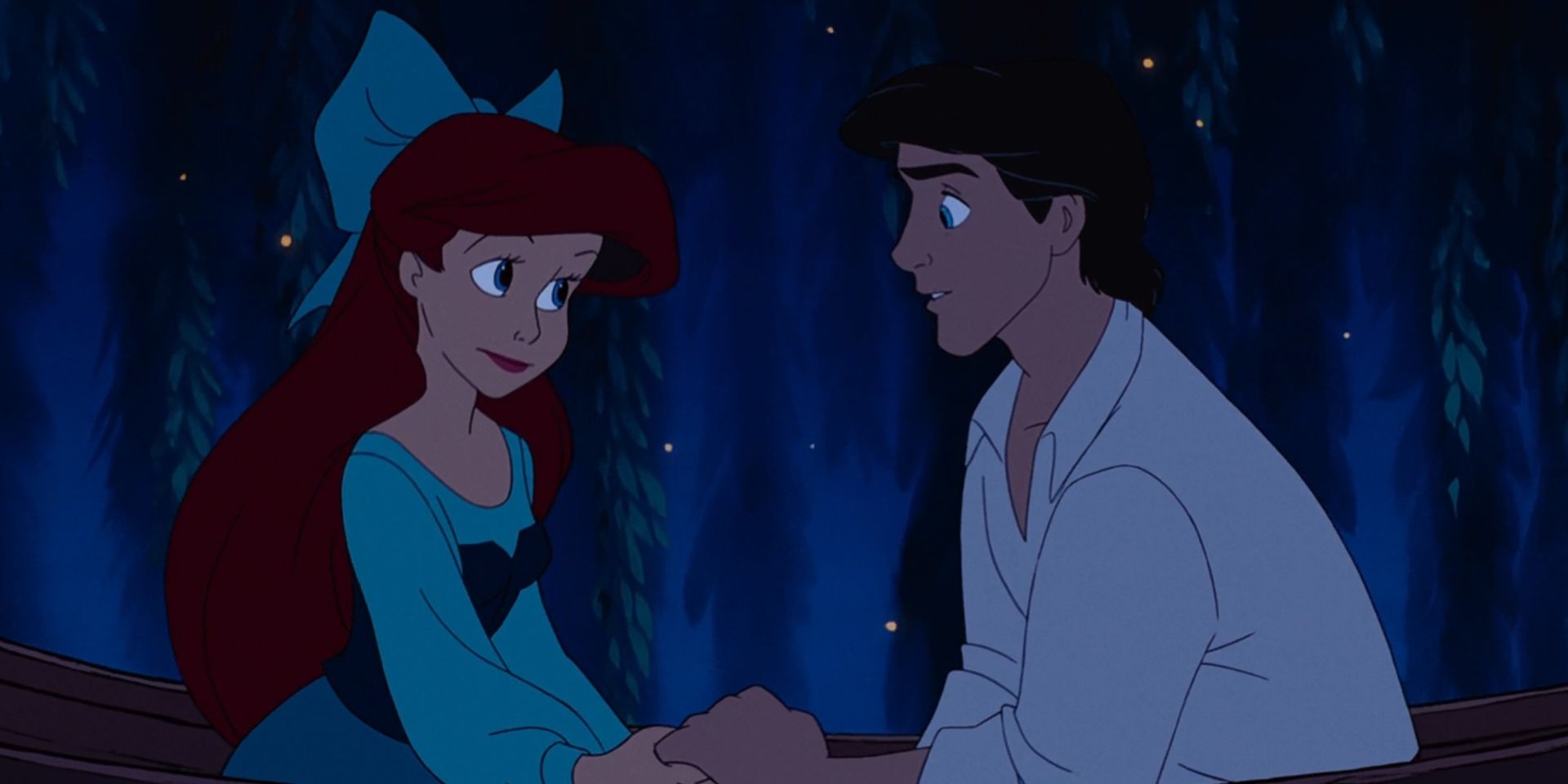 Ariel (Jodi Benson) holds hands with Prince Eric (Christopher Daniel Barnes) in 'The Little Mermaid'.