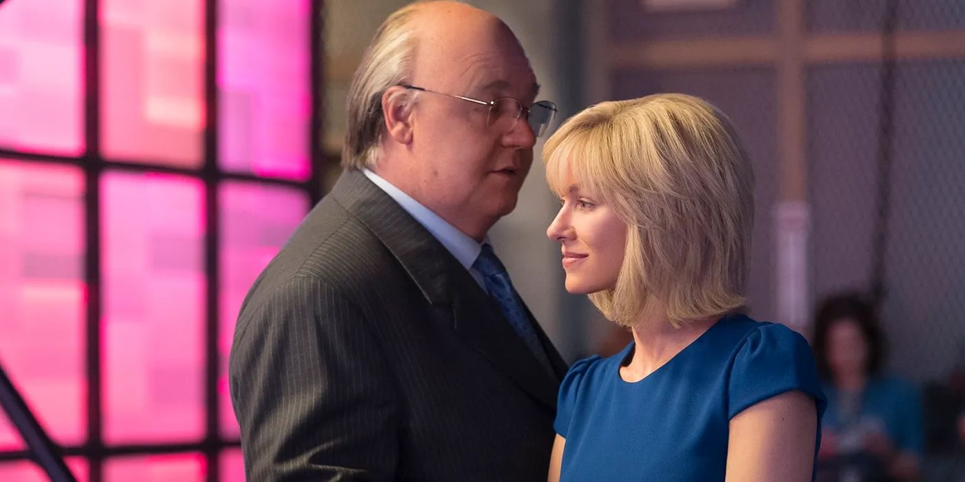 Roger Ailes (Russell Crowe) and Gretchen Carson (Naomi Watts) in The Loudest Voice