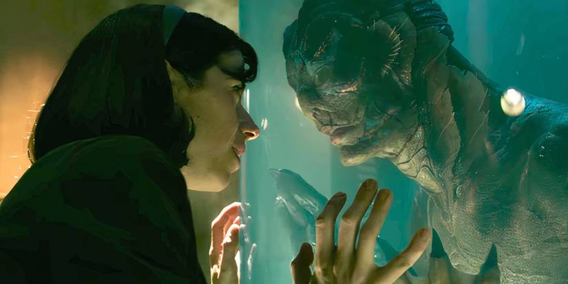 Sally Hawkins as Elisa and Doug Jones as The Amphibian Man in The Shape of Water
