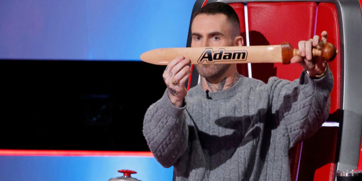 Adam Levine presents his sword on 'The Voice' Season 27.