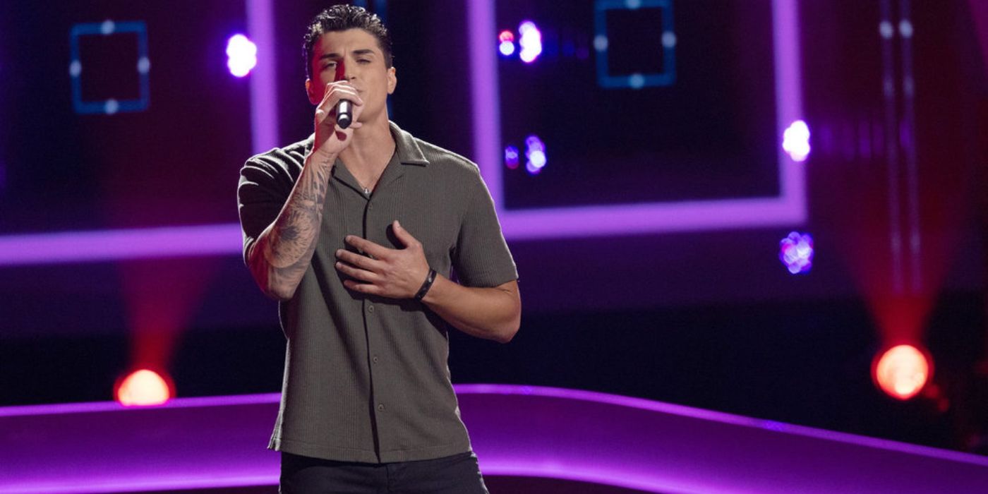 Johnny Rey performs on 'The Voice' Season 27.