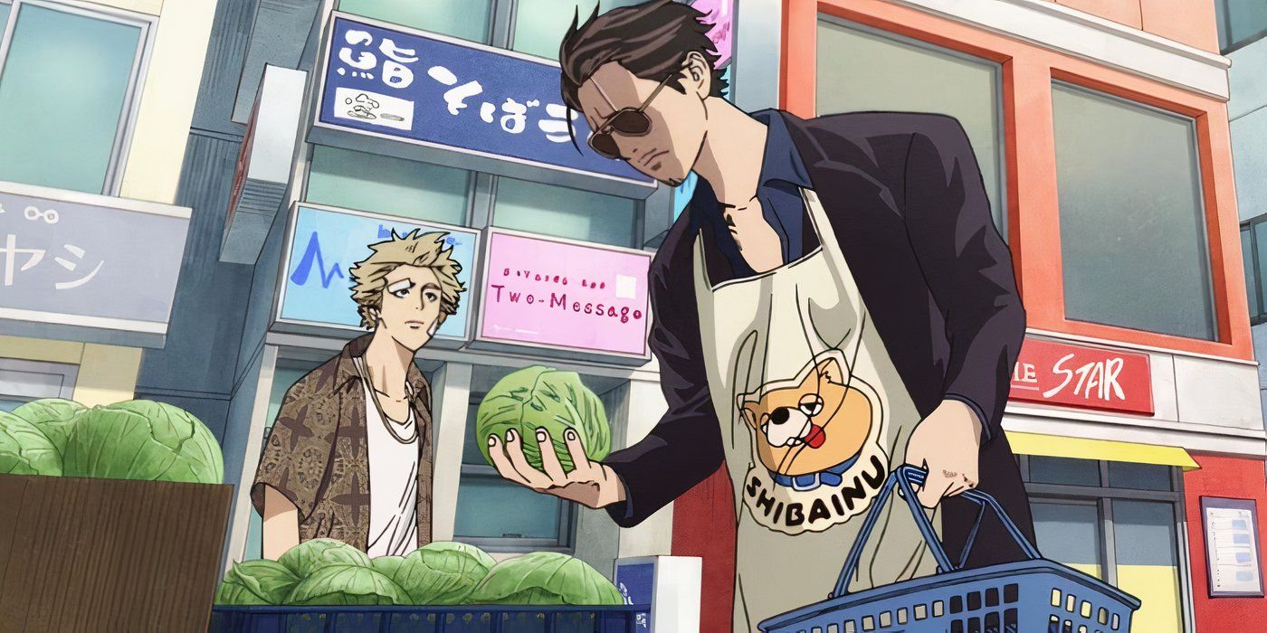 Tatsu and Masa doing grocery shopping in The Way of the Househusband