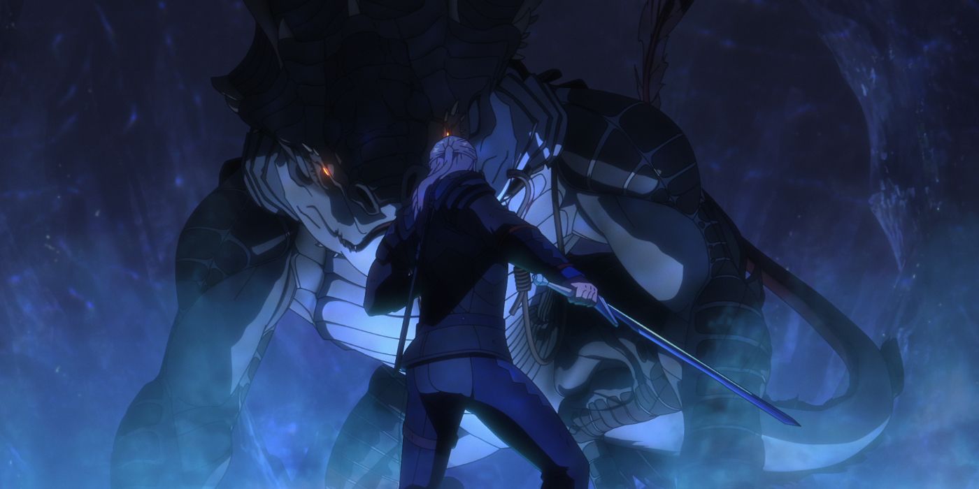 Geralt fighting a monster in The Witcher: Sirens of the Deep