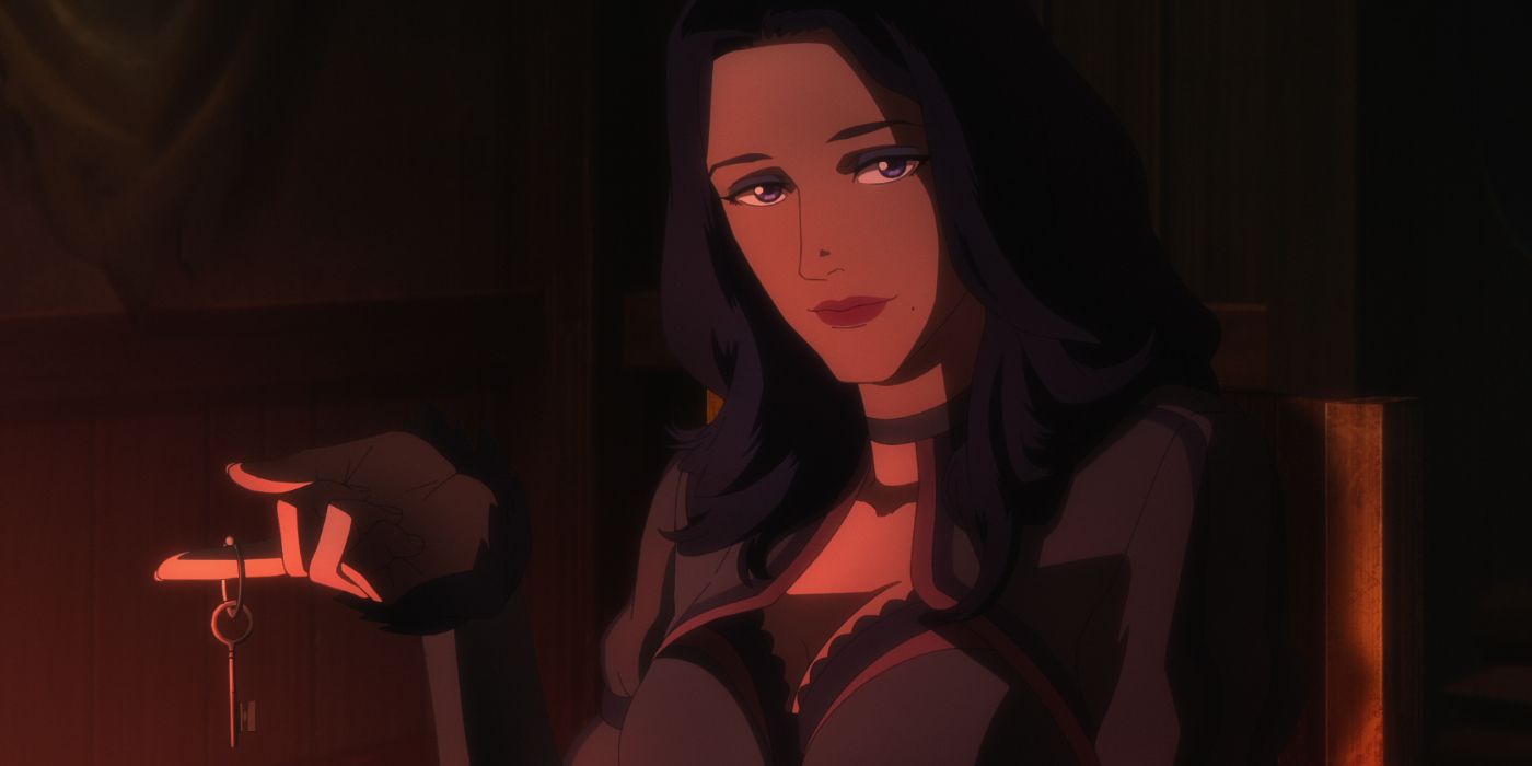 Yennefer sitting in a tavern in The Witcher: Sirens of the Deep