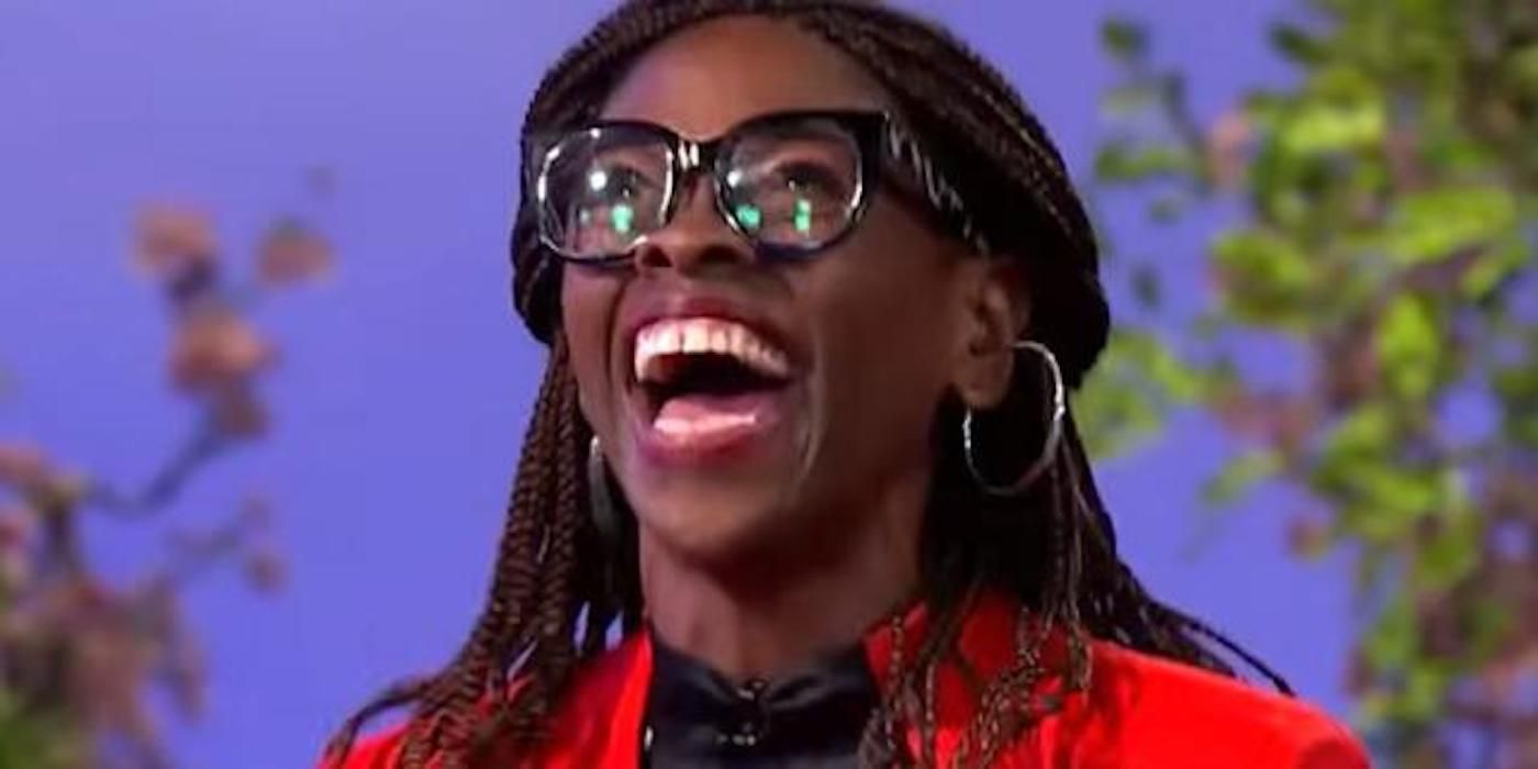 Traci Demus-Gamble is ecstatic after her solve on Wheel of Fortune.