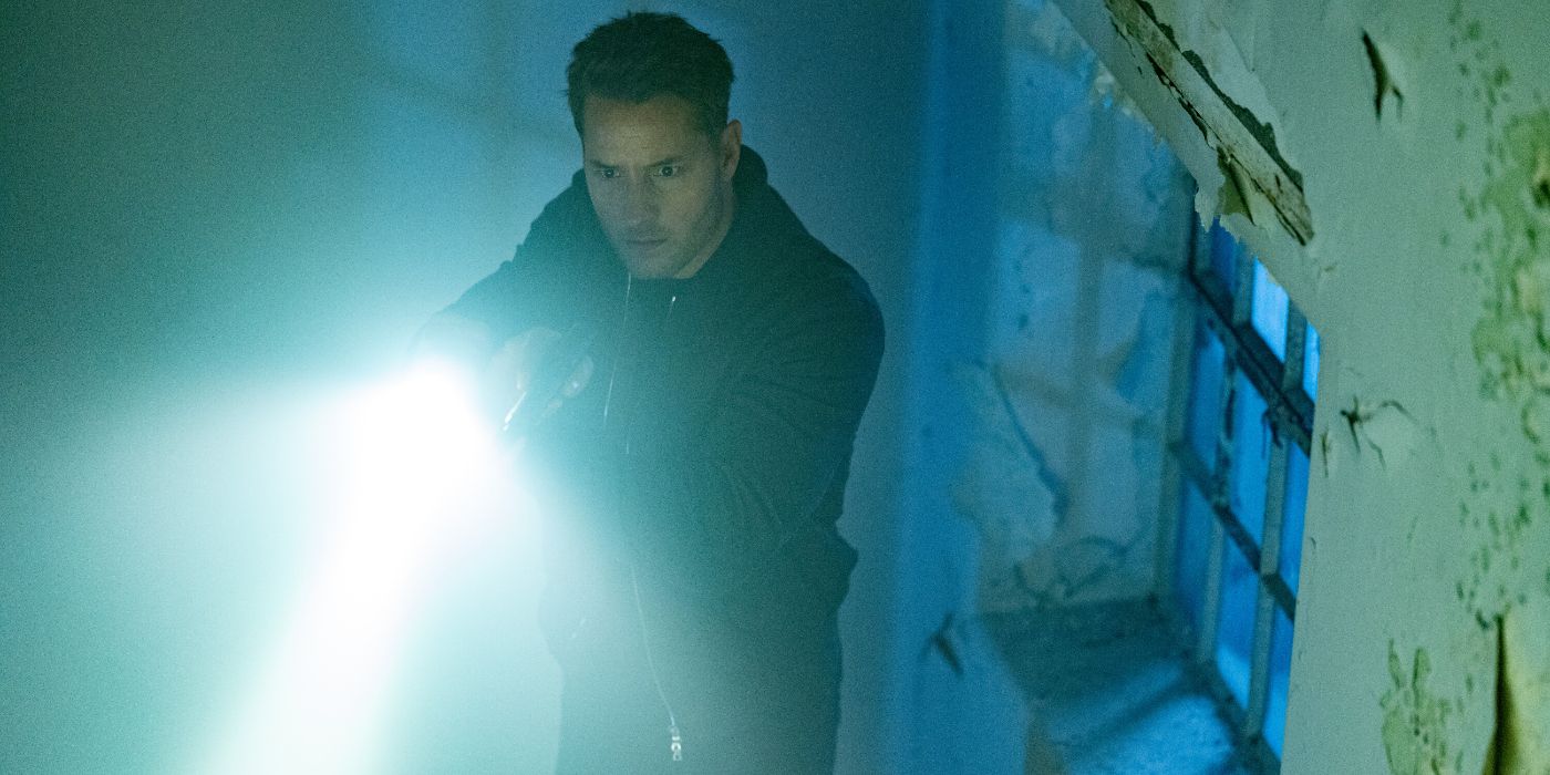 Justin Hartley holding a flashlight in Tracker Season 2 Episode 9