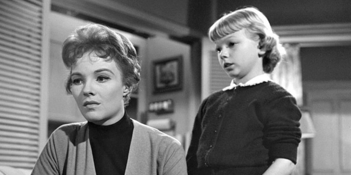 Helen listens to a child who knows her too well in the Twilight Zone episode "Nightmare As a Child".