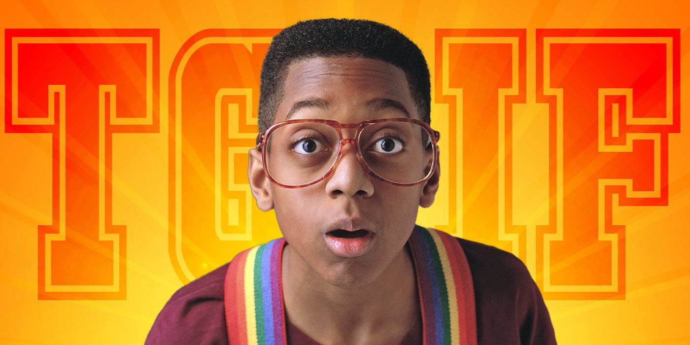 Steve Urkel for ABC's Family Matters shocked looking at the camera in front of TGIF