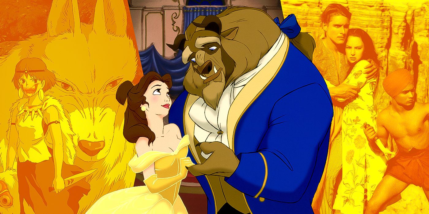 Blended imegae showing characters from Princess Mononoke, Beauty and the Beast, and The Seventh Voyage of Sinbad