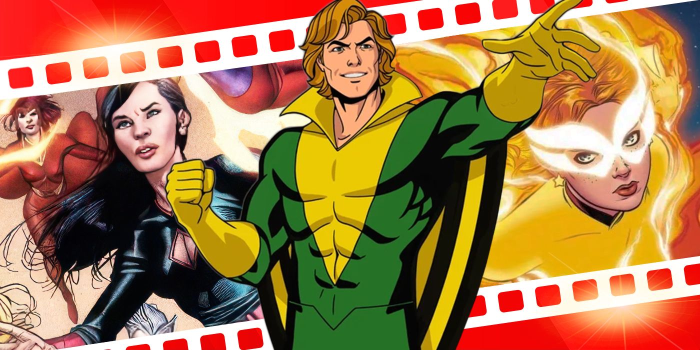 Blended image showing three X-Men from Marvel Comics.