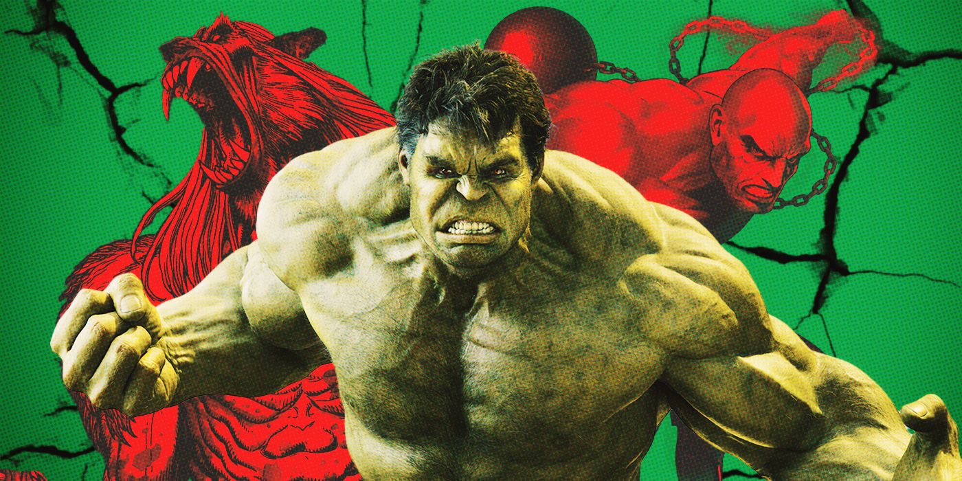Blended image showing Hulk and two of his comic books villains