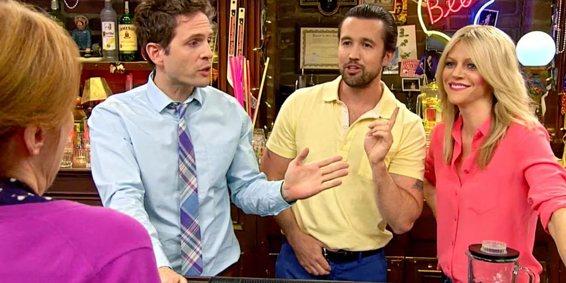 Dennis, Mac, and Dee in It&rsquo;s Always Sunny in Philadelphia &ldquo;The Gang Tries Desperately to Win an Award&rdquo;.