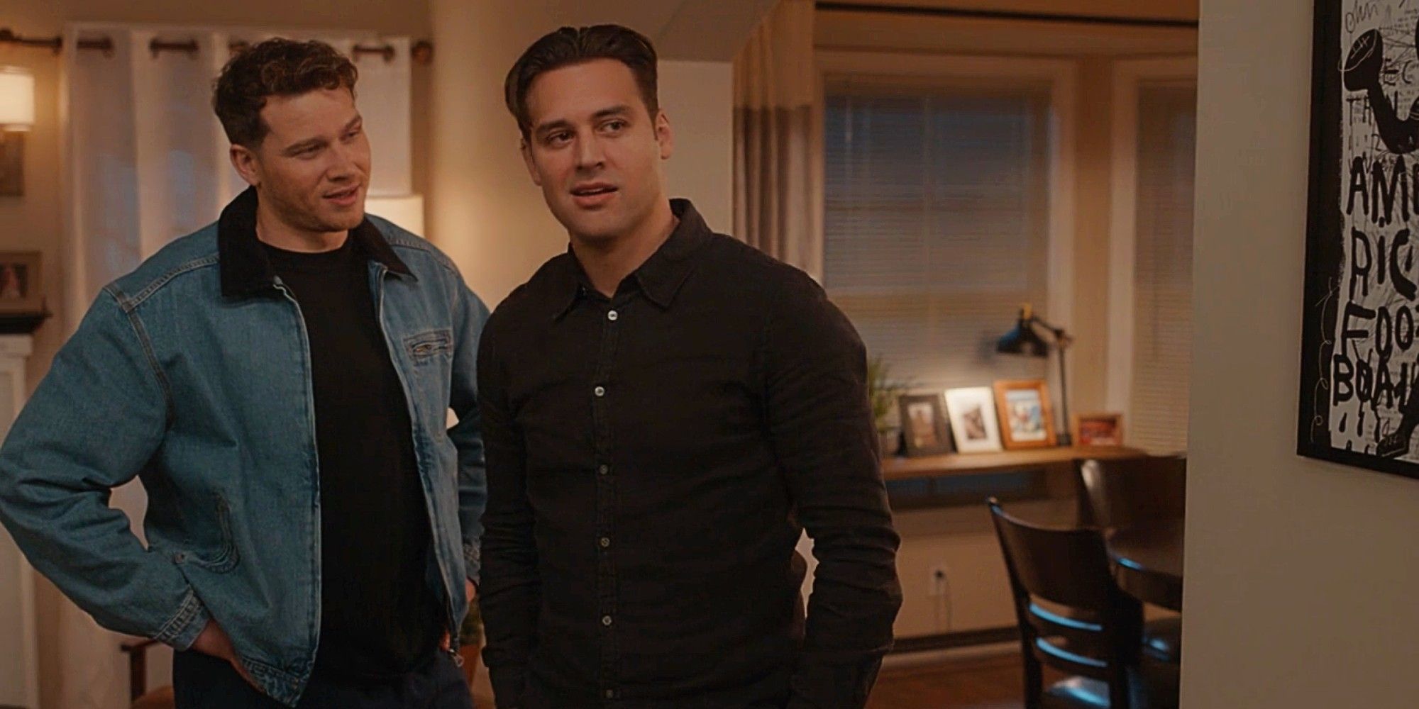 Buck and Eddie standing together in Eddie's house in 9-1-1 Season 8