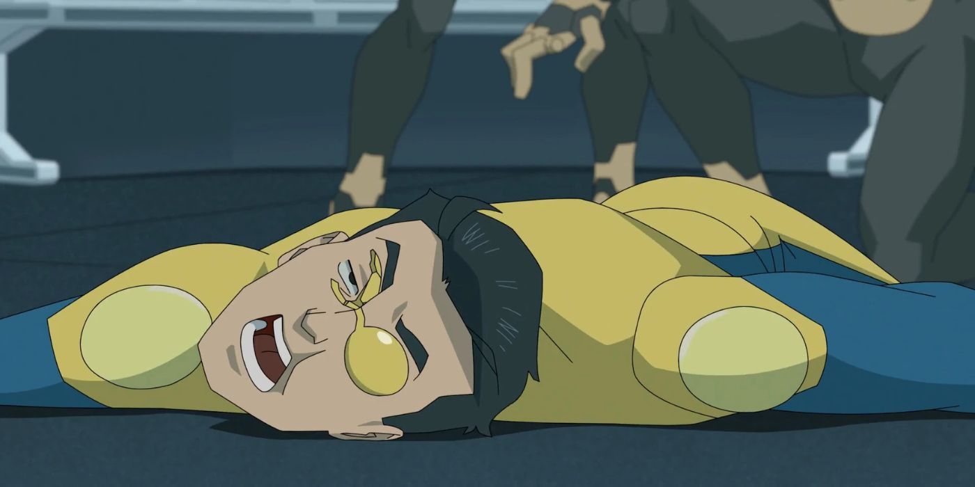 Bulletproof Invincible lying dead on the ground in Invincible.