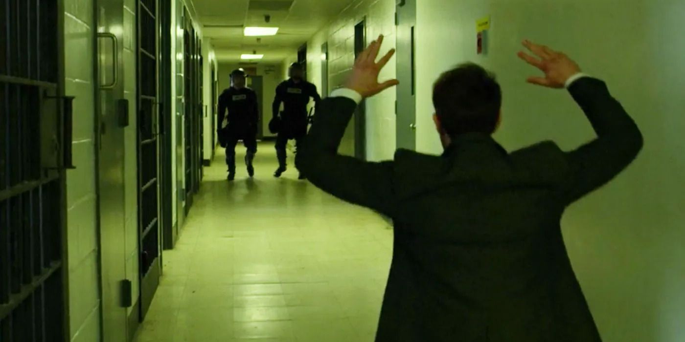 Charlie Cox as Matt Murdock with his hands up in the Daredevil episode Blindsided.