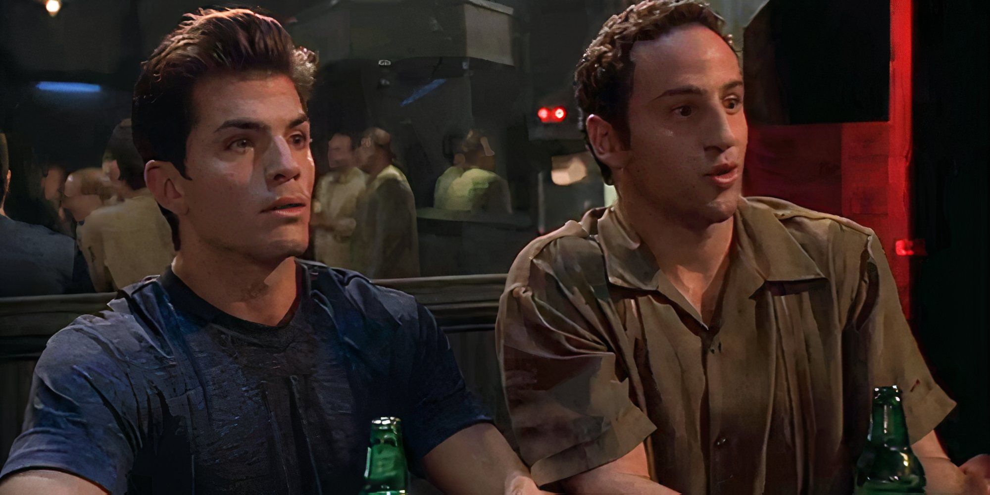 Chris Tardio as Sean Gismonte sitting next to Lillo Brancato Jr. as Matthew Bevilaqua in The Sopranos