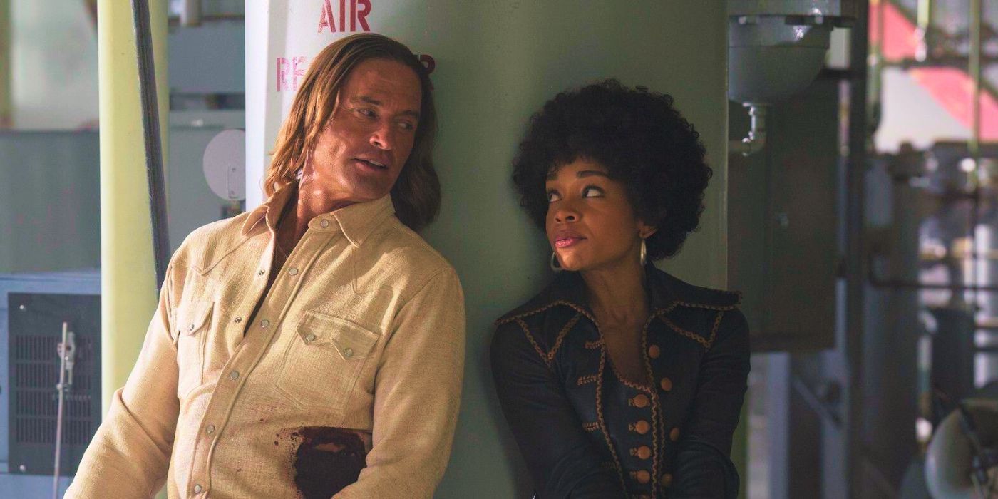 Josh Holloway and Rachel Hilson in Duster.