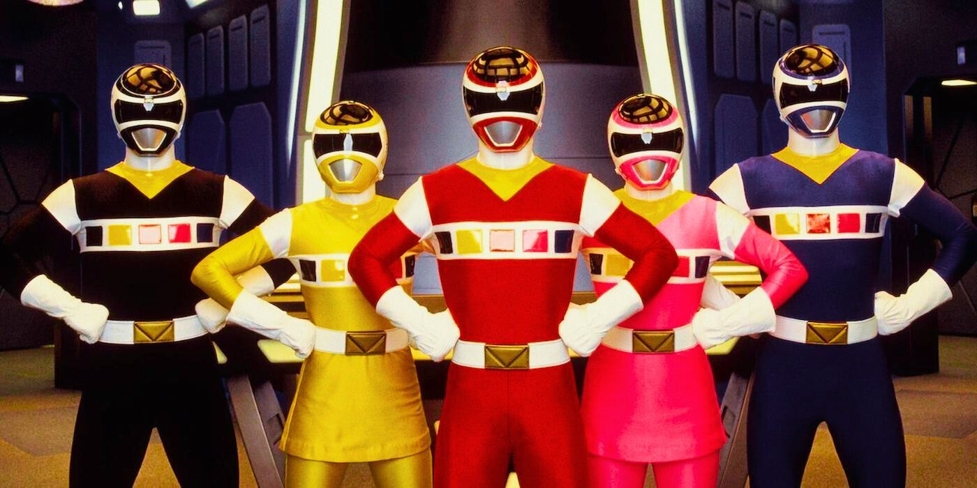 The Rangers posing with their hands on their hips in Power Rangers in Space