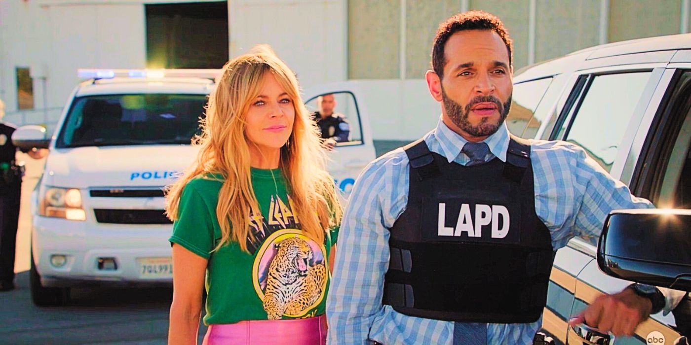 Morgan Gillory and Adam Karadec stand together while on duty in High Potential Season 1, Episode 11.