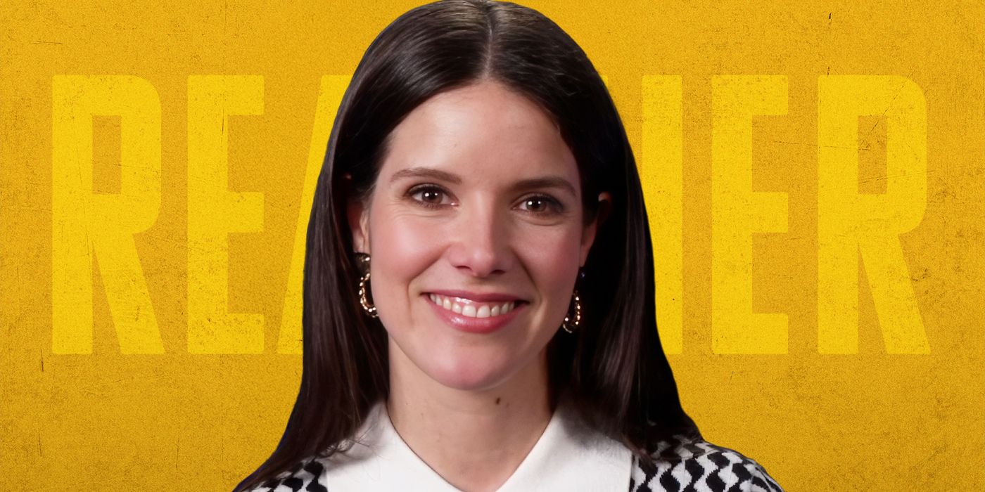 Custom image from Jefferson Chacon of Sonya Cassidy smiling with hoop earrings for Reacher Season 3