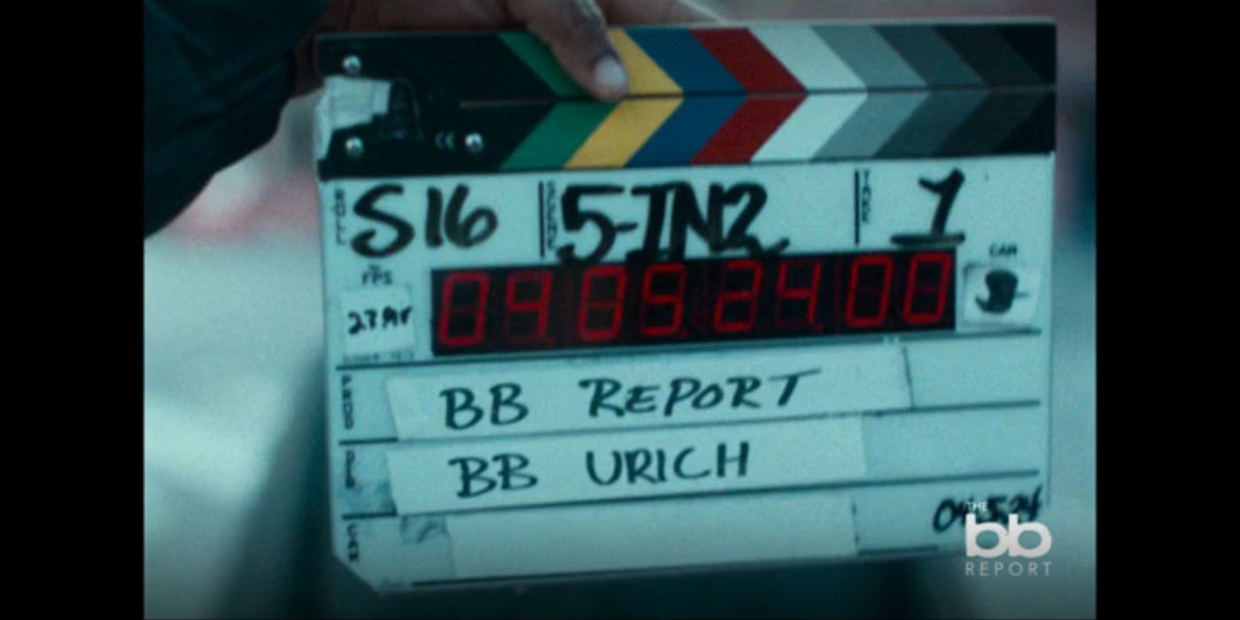 A clapperboard that reads &ldquo;BB Report&rdquo; and &ldquo;BB Urich&rdquo; in Daredevil: Born Again