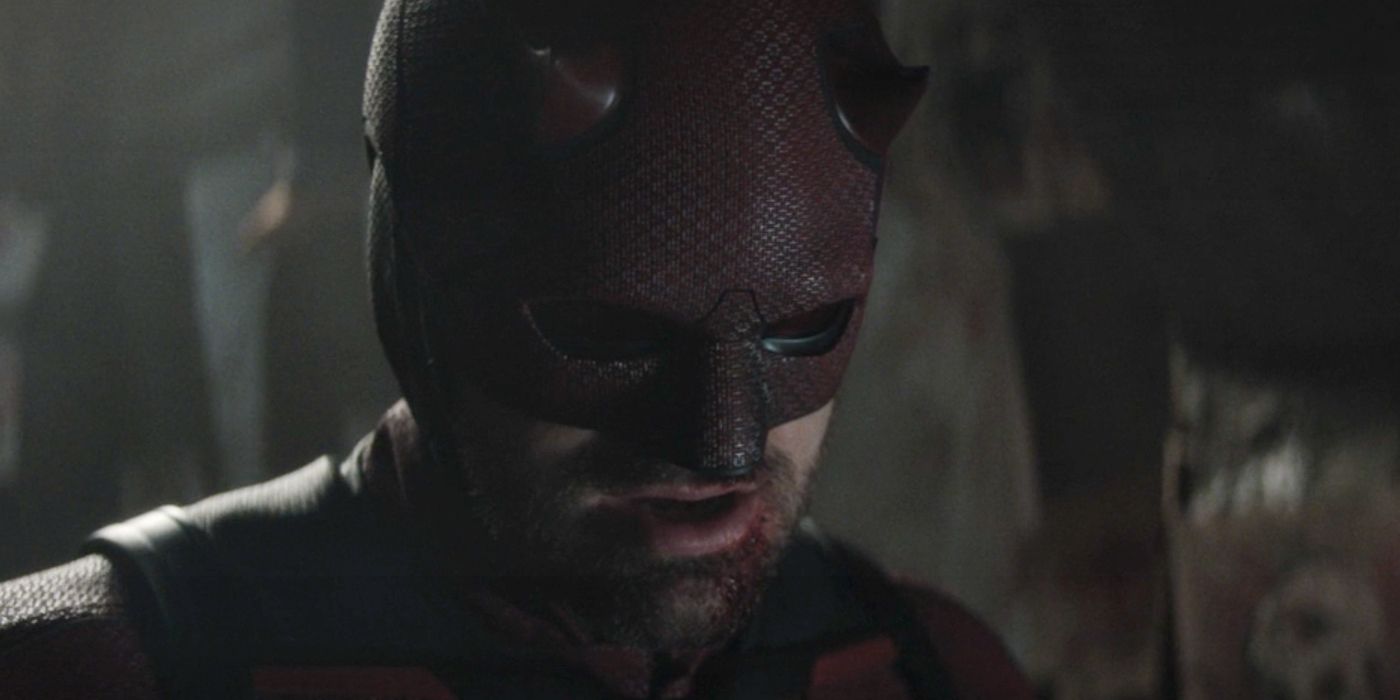 Daredevil (Charlie Cox) standing over Angela Del Toro (Camila Rodriguez) at the end of &lsquo;Daredevil: Born Again&rsquo; Episode 6.